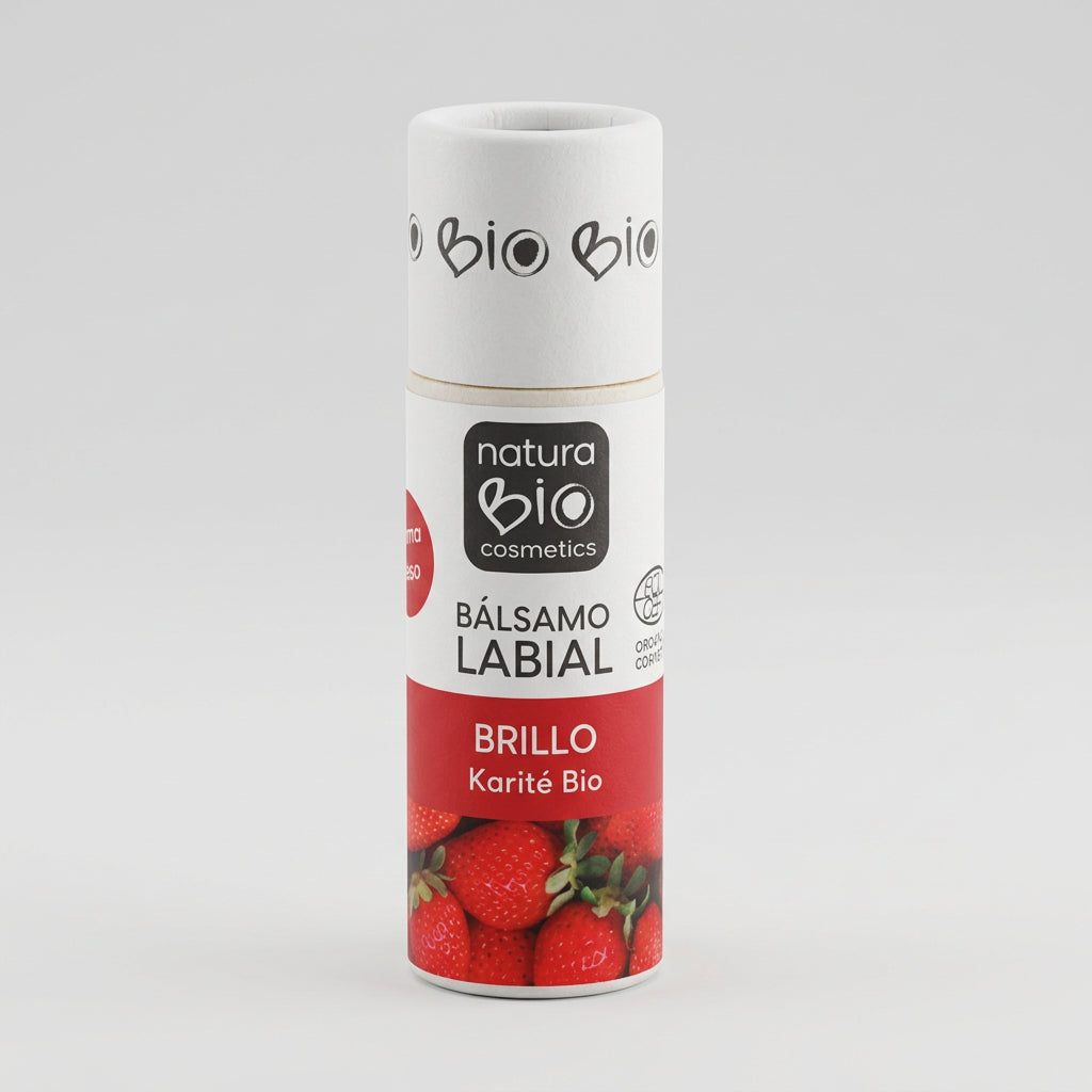 NaturaBIO Bálsamo Labial Brillo de Karité Aroma Fresa Envase de Cartón 9,5g - NATURABIO COSMETICS - cosmética natural