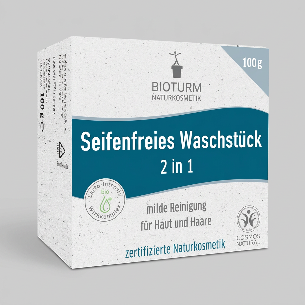 Bioturm Champú y Gel Sólido 2 en 1 con Leche de Almendras 100g - BIOTURM - cosmética