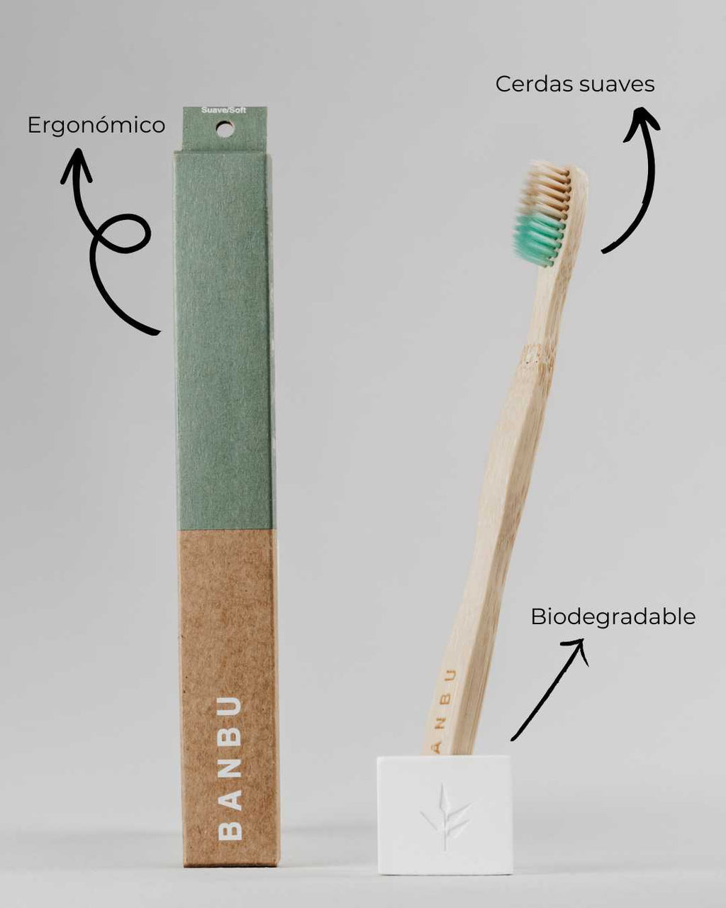 Banbu Cepillo de Dientes de Bambú Cerdas Suaves Verde - BANBU - cosmética natural