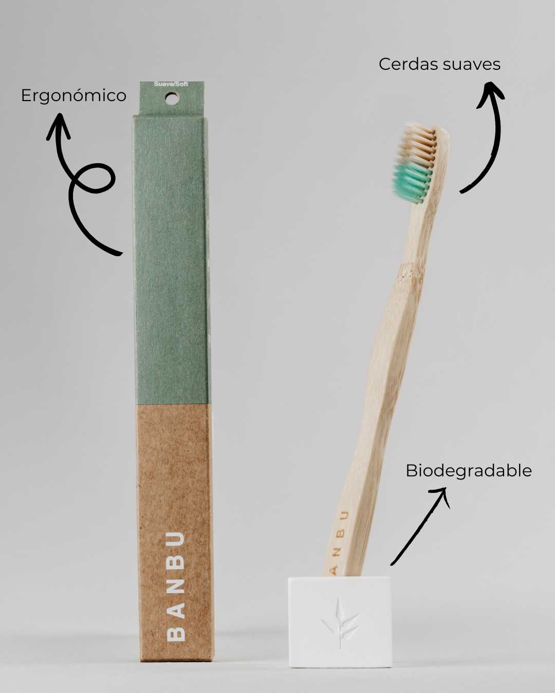 Banbu Cepillo de Dientes de Bambú Cerdas Suaves Verde - BANBU - cosmética natural