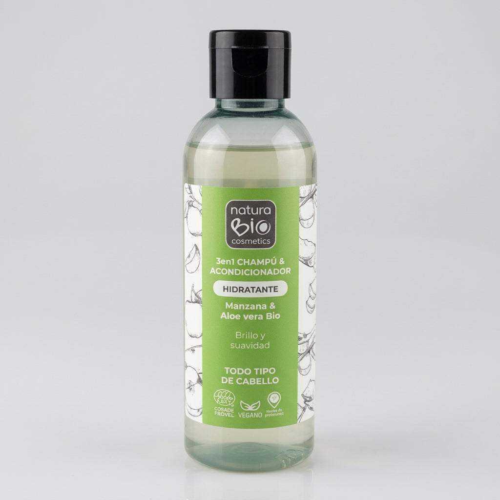 NaturaBIO Champú y Acondicionador 2 en 1 Vitalidad de Manzana y Aloe 100ml - NATURABIO COSMETICS - cosmética natural