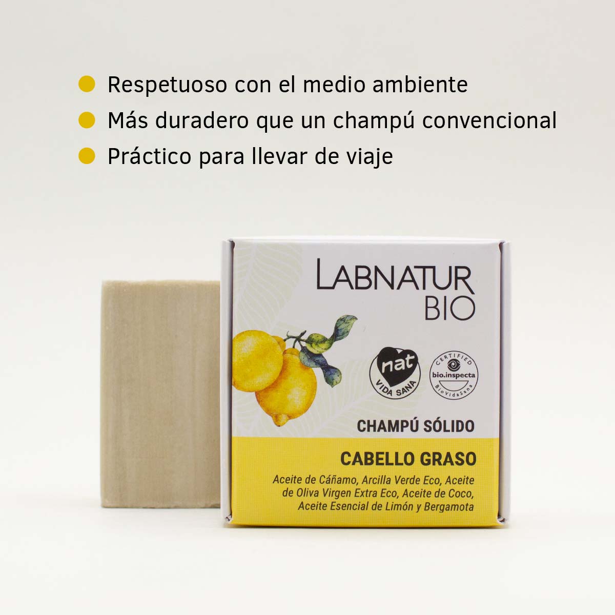 Labnatur Bio Champú Sólido para Cabello Graso 75g - LABNATUR BIO - cosmética