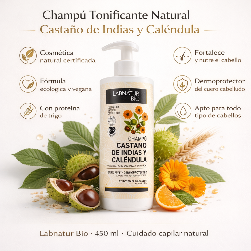 Labnatur Bio Champú de Castaño de Indias y Caléndula 450ml - LABNATUR BIO - cosmética