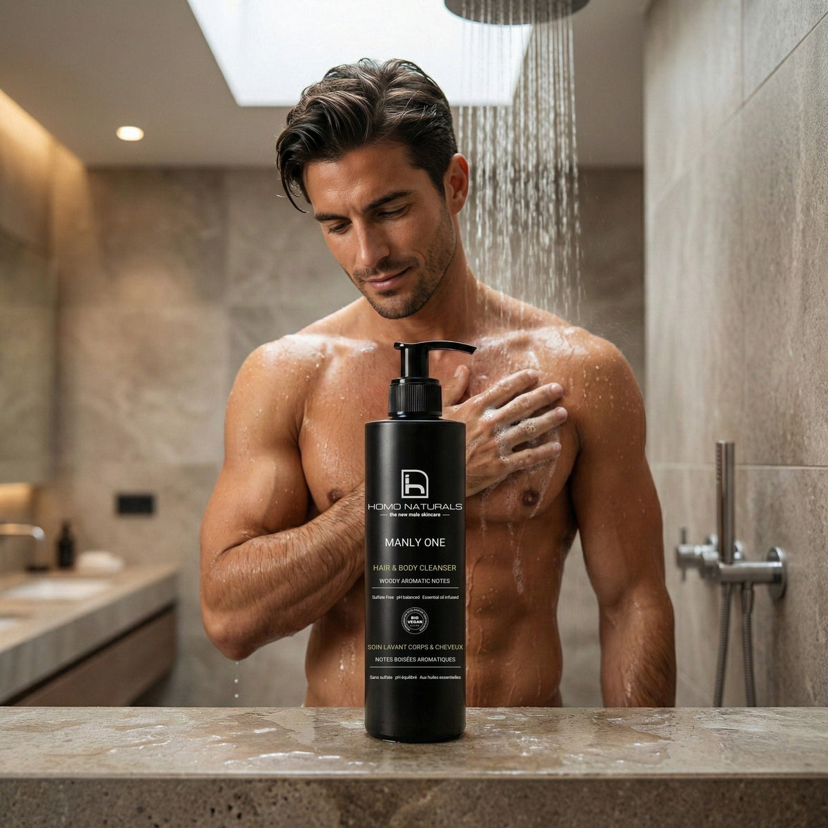 Homo Naturals Gel de Ducha y Champú 2 en 1 para Hombre 250ml - cómo usar