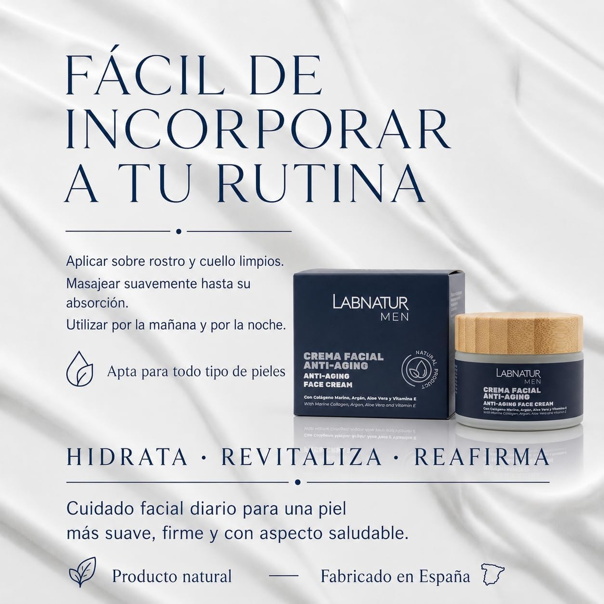 Labnatur Crema Facial Hombre con Argán y Colágeno 50ml - LABNATUR BIO - cosmética