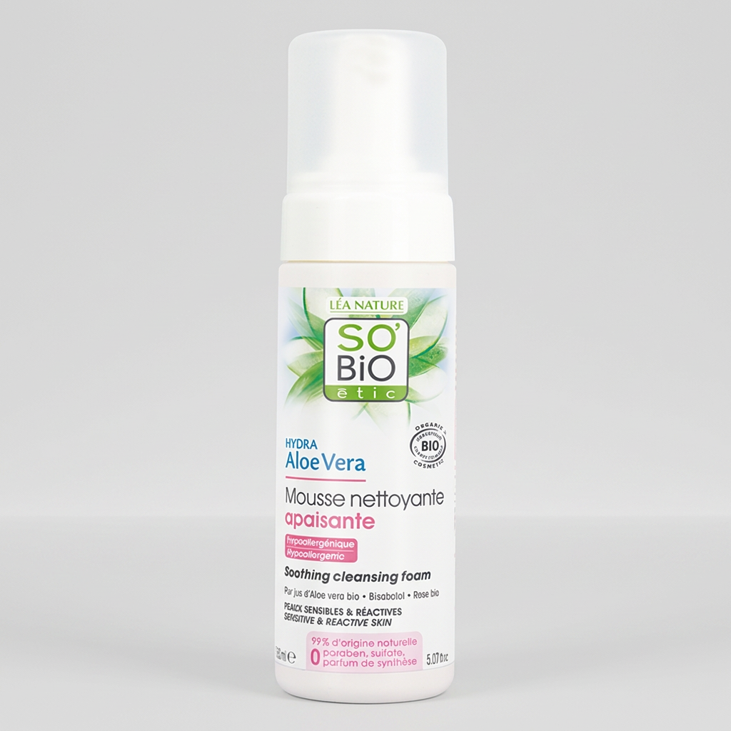 SO'BiO étic Espuma Limpiadora de Aloe Vera para Piel Sensible 150ml - SO'BIO ETIC - cosmética natural