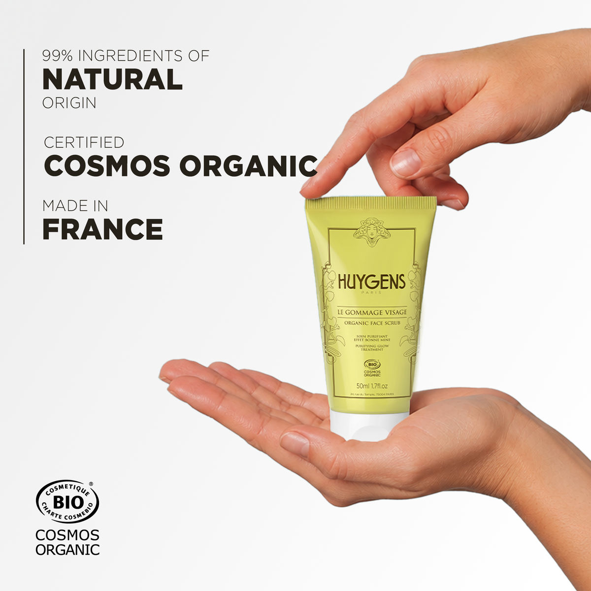 Huygens Exfoliante Facial 50ml - certificación COSMOS ORGANIC