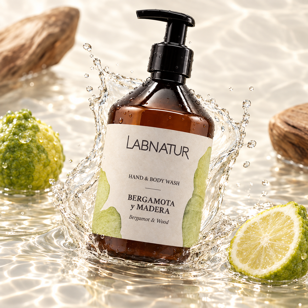 Labnatur Jabón de Manos y Cuerpo Bergamota y Madera 500ml - LABNATUR BIO - cosmética