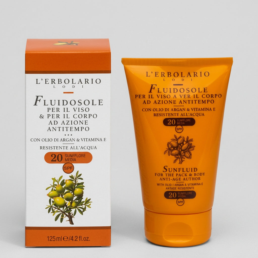 L'Erbolario Fluido Solar Cara y Cuerpo Antitiempo SPF20 125ml - L'ERBOLARIO - cosmética natural