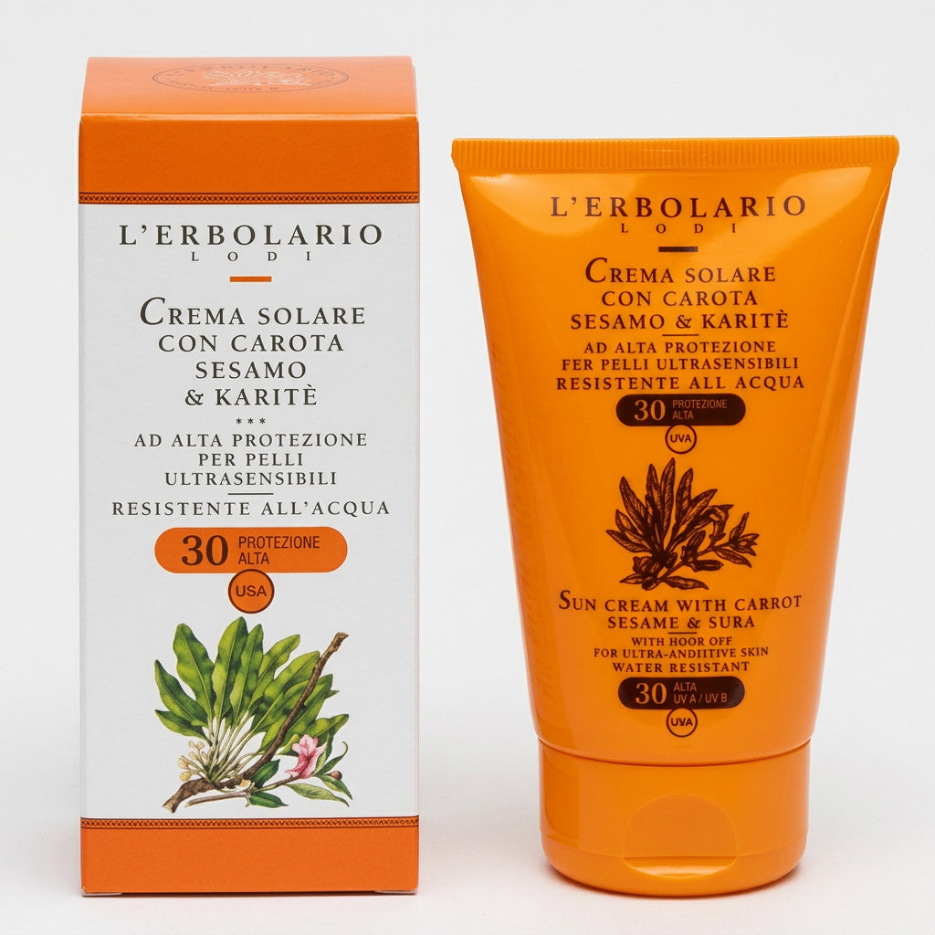 L'Erbolario Crema Solar Zanahoria, Sésamo y Karité SPF30 125ml