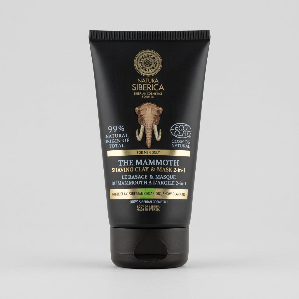 Natura Siberica MAMMOTH MEN Crema de Afeitar con Arcilla y Mascarilla 2 en 1 150ml - NATURA SIBERICA - cosmética natural