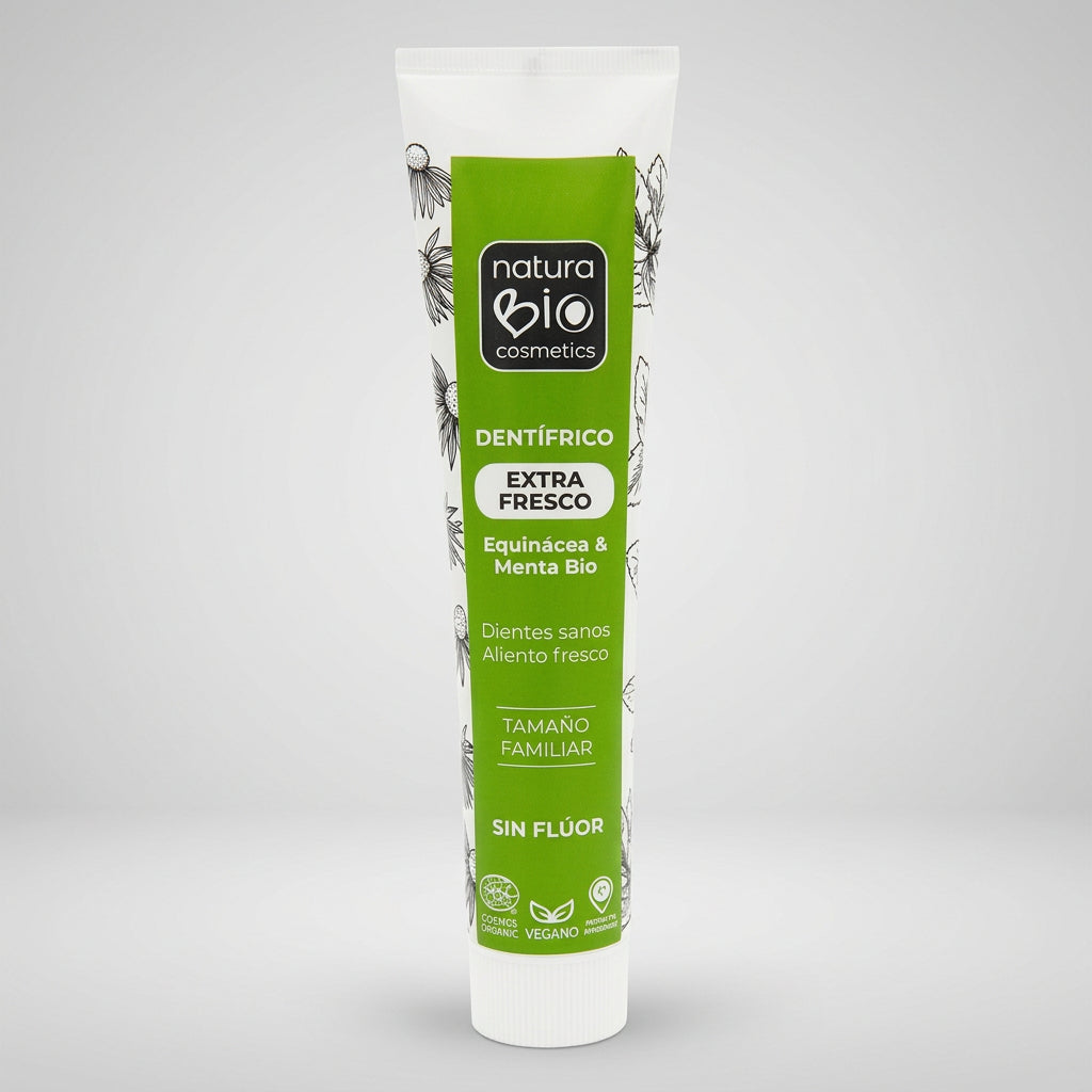 NaturaBIO Pasta de Dientes Extra Fresca de Equinácea y Menta Formato Familiar 125ml - NATURABIO COSMETICS - cosmética natural
