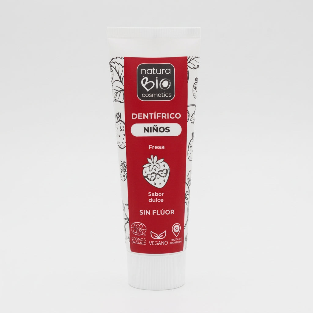 NaturaBIO Pasta de Dientes Niños Sin Flúor Sabor Fresa 75ml - NATURABIO COSMETICS - cosmética natural