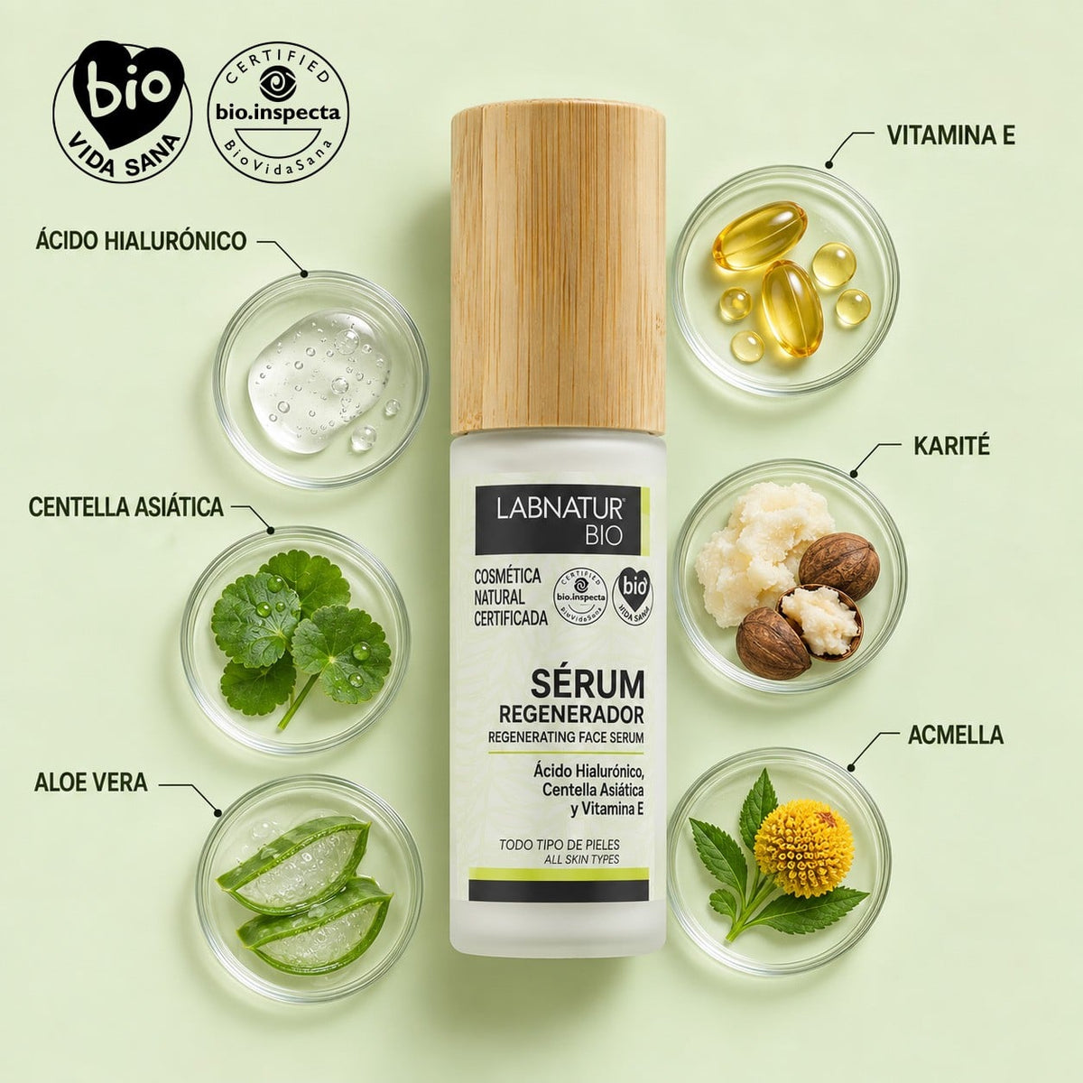 Labnatur Bio Sérum Facial de Centella Asiática y Ácido Hialurónico 30ml - LABNATUR BIO - cosmética