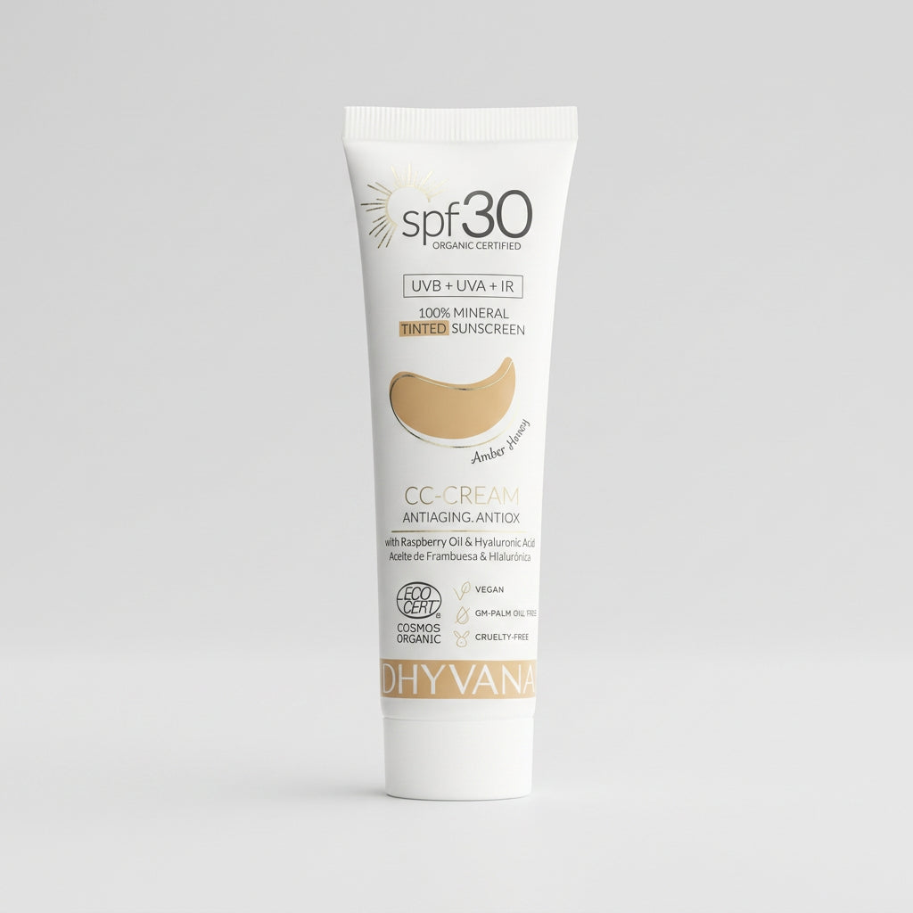 Dhyvana Protector Solar Mineral SPF30 CC-Cream Amber Honey 50ml - DHYVANA - cosmética natural