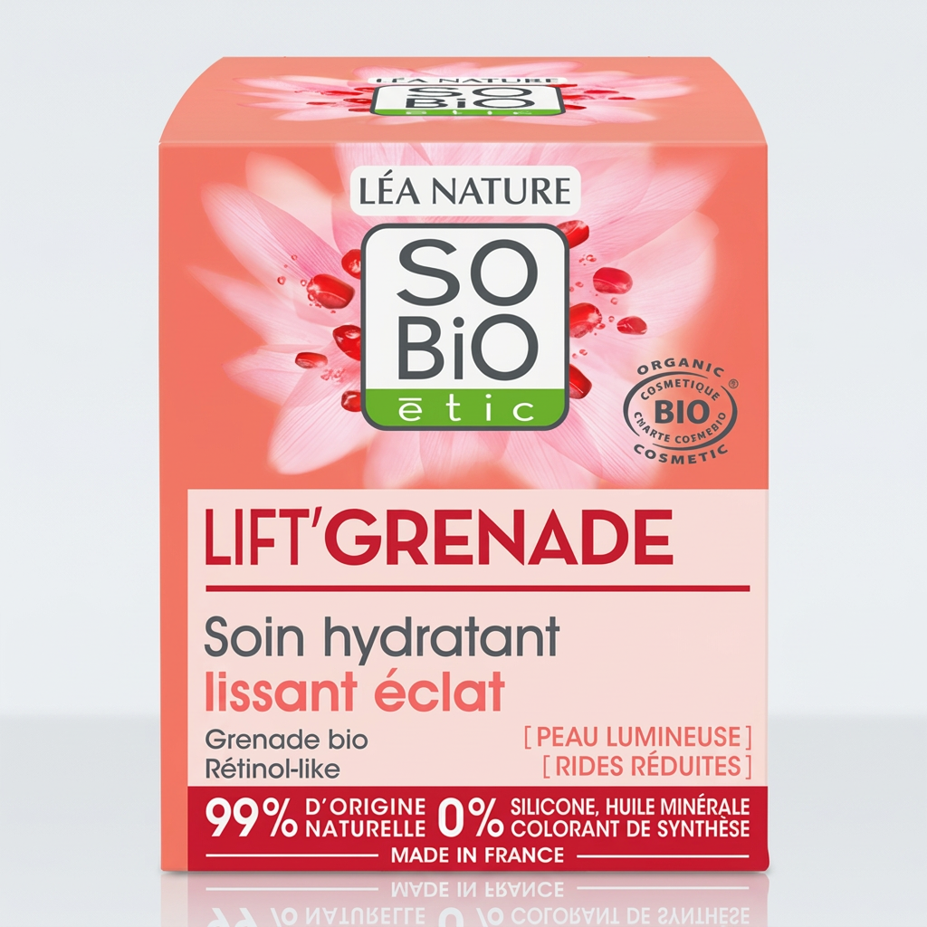SO'BiO étic Crema Hidratante Alisadora e Iluminadora Lift'Granade 50ml - SO'BIO ETIC - cosmética